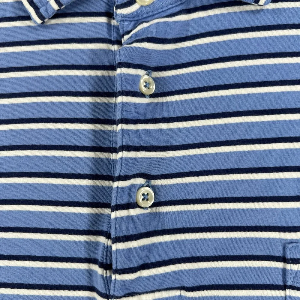 Polo Ralph Lauren Polo Shirt Mens‎ 2XB Big Blue Striped Short Sleeve Classic